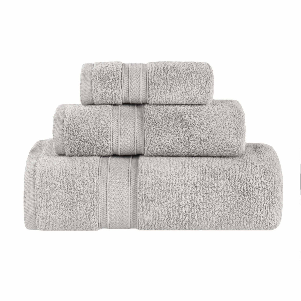 Chevron Zero Twist Solid Soft Absorbent Cotton 3 Piece Towel Set