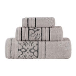 Sadie Zero Twist Cotton Floral Jacquard Absorbent 3 Piece Towel Set - Towel Set by Superior