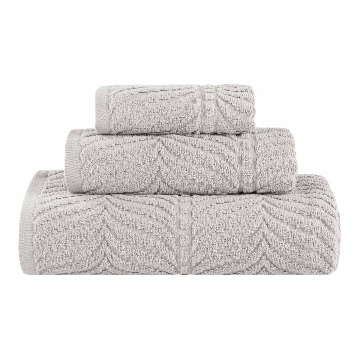 Chevron Zero Twist Jaquard Cotton 3 Piece Bathroom Towel Set