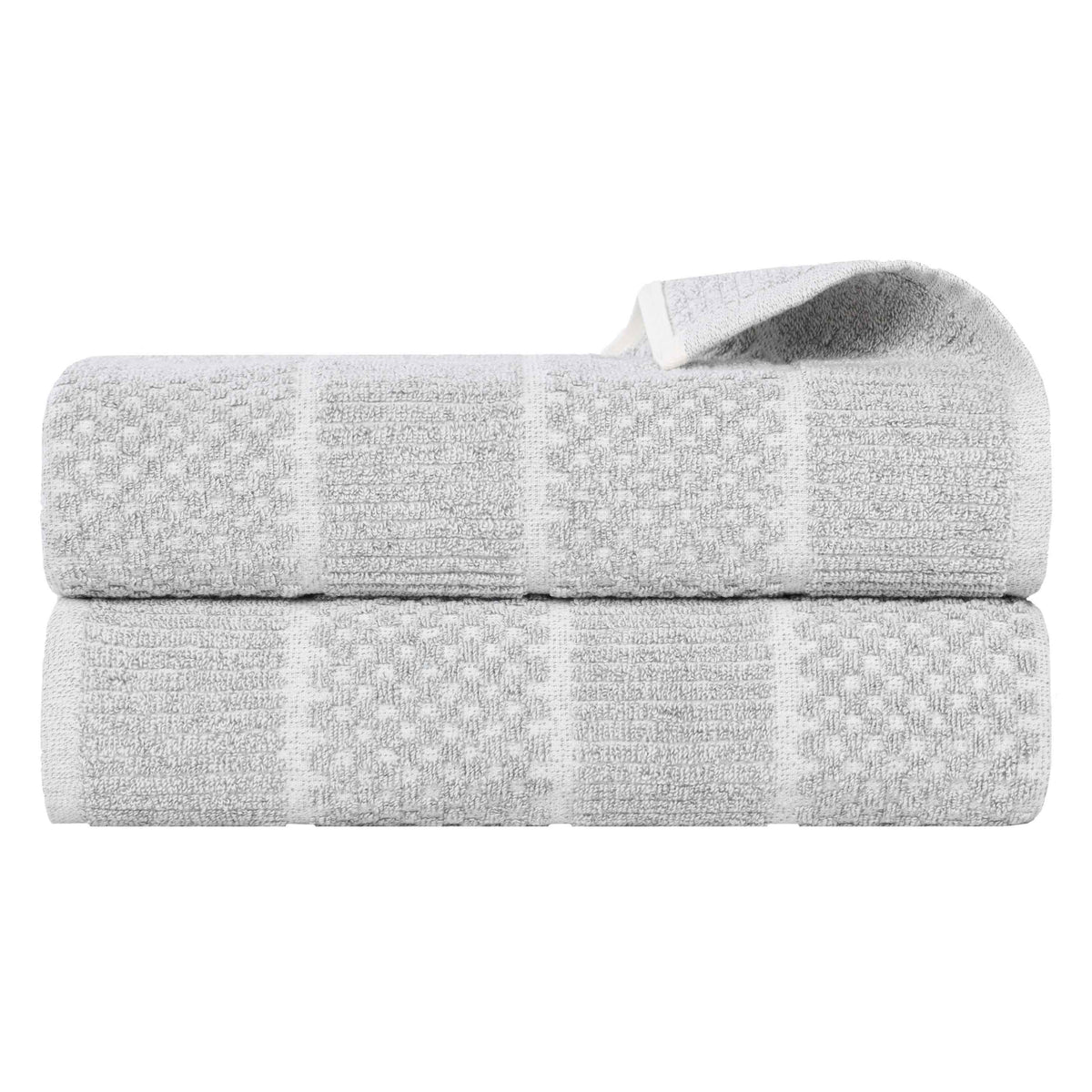 Naples Cotton Blend Textured Checkered & Ribbed Bath Sheets, Set of 2