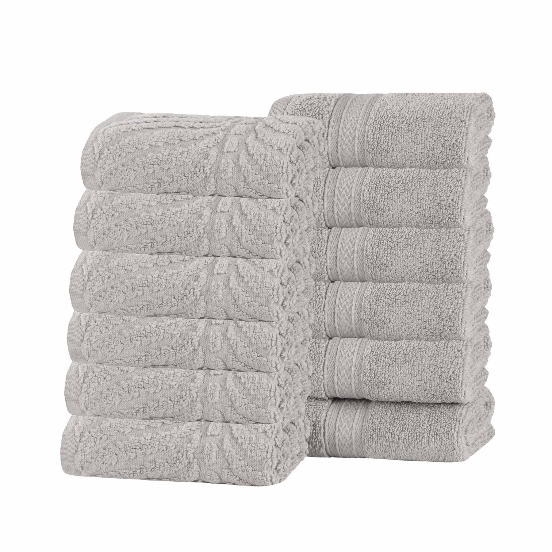 Chevron Zero Twist Solid and Jacquard Soft Cotton Washcloth Set of 12