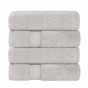 Chevron Zero Twist Solid and Jacquard Soft Cotton Hand Towel Set of 6