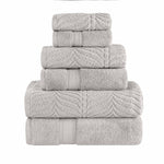 Chevron Zero Twist Solid and Jacquard Soft Cotton 6 Piece Towel Set - Towel Set by Superior