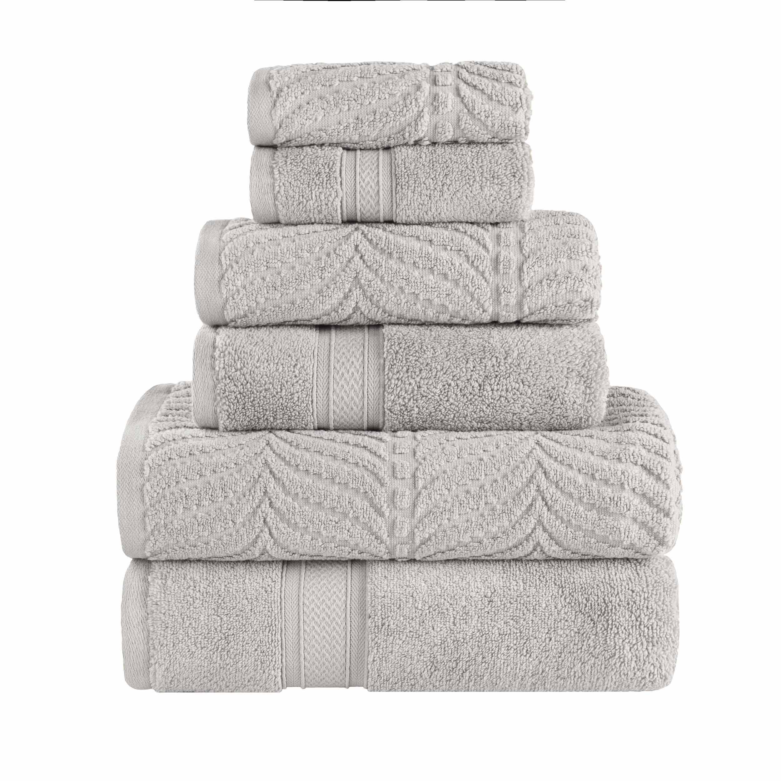 Chevron Zero Twist Solid and Jacquard Soft Cotton 6 Piece Towel Set - Towel Set by Superior