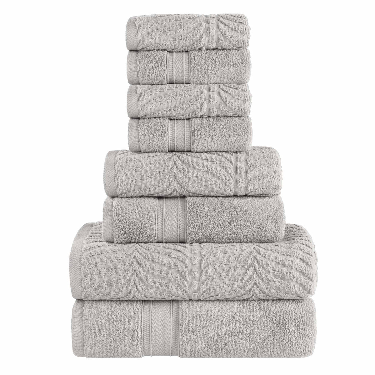 Chevron Zero Twist Solid and Jacquard Cotton 8 Piece Towel Set