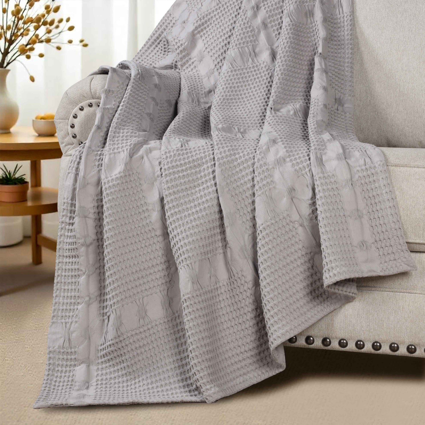 Mai Waffle Weave Honeycomb Soft Textured Cotton Blanket