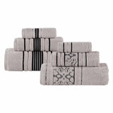 Sadie Zero Twist Cotton Solid and Jacquard Floral 6 Piece Towel Set - Towel Set by Superior