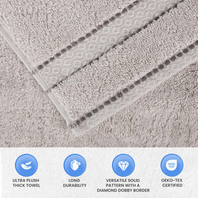 Niles Egyptian Giza Cotton Plush Heavyweight Soft 6 Piece Towel Set - Platinum