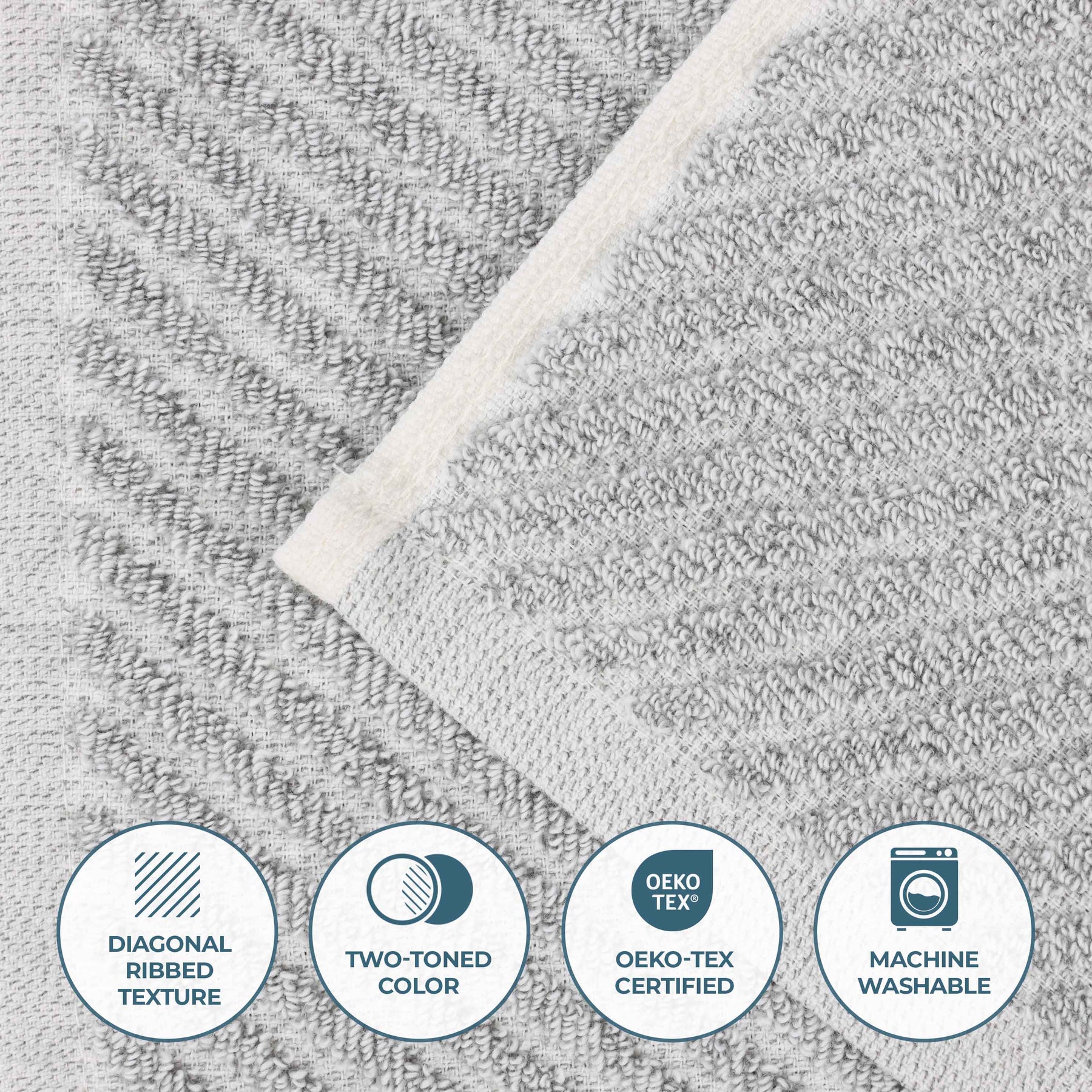 Amelia Cotton Blend Textured Diagonal Ribbed Hand Towels, Set of 6