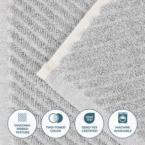 Amelia Cotton Blend Textured Diagonal Ribbed 6 Piece Towel Set