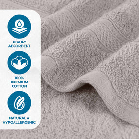 Chevron Zero Twist Solid and Jacquard Soft Cotton 6 Piece Towel Set