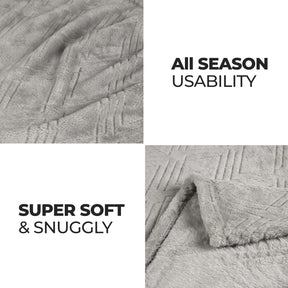 Alaska Diamond Fleece Plush Ultra-Soft Fluffy Blanket - Platinum
