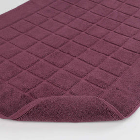 Nora Cotton Solid Absorbent Thick Checkered Washable Bath Mat Set of 2