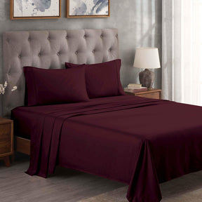 Egyptian Cotton 300 Thread Count Solid Deep Pocket Bed Sheet Set - Plum