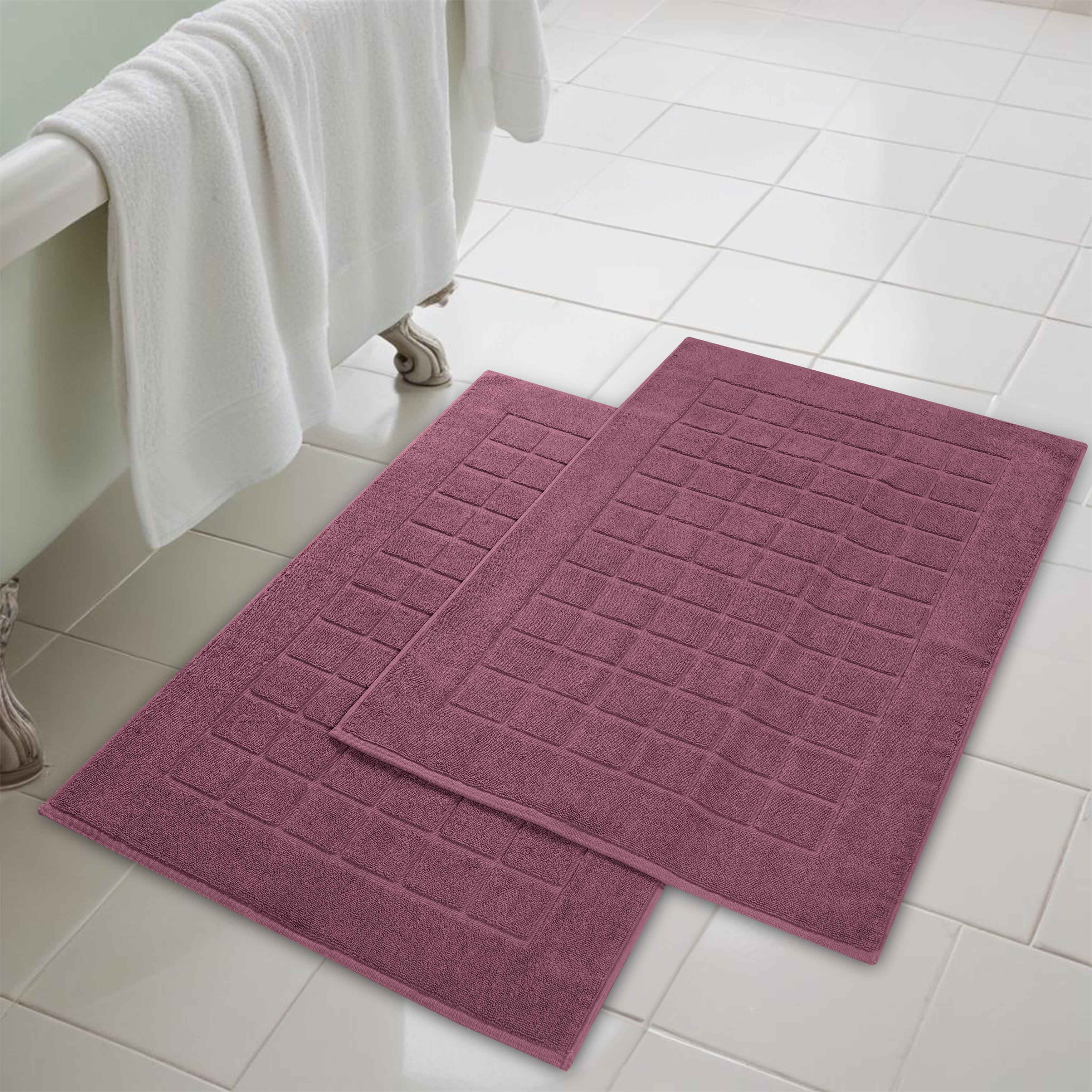 Nora Cotton Solid Absorbent Thick Checkered Washable Bath Mat Set of 2 - Bath Mats by Superior