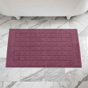 Nora Cotton Solid Absorbent Thick Checkered Washable Bath Mat Set of 2