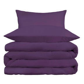 Cotton Blend 800 Thread Count Solid Duvet Cover Set - Plum