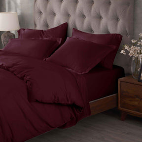 Egyptian Cotton 400 Thread Count Solid Luxury Duvet Cover Set - Plum