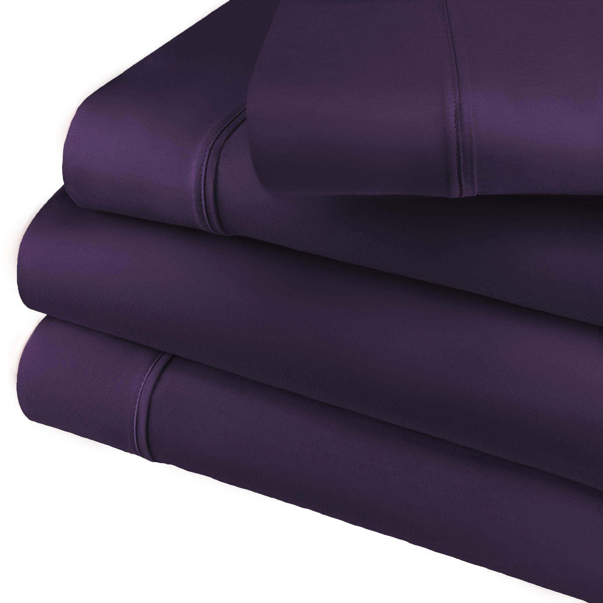 Cotton Blend 800 Thread Count Solid Deep Pocket Bed Sheet Set - Plum