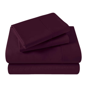 Egyptian Cotton 400 Thread Count Solid Deep Pocket Bed Sheet Set - Plum