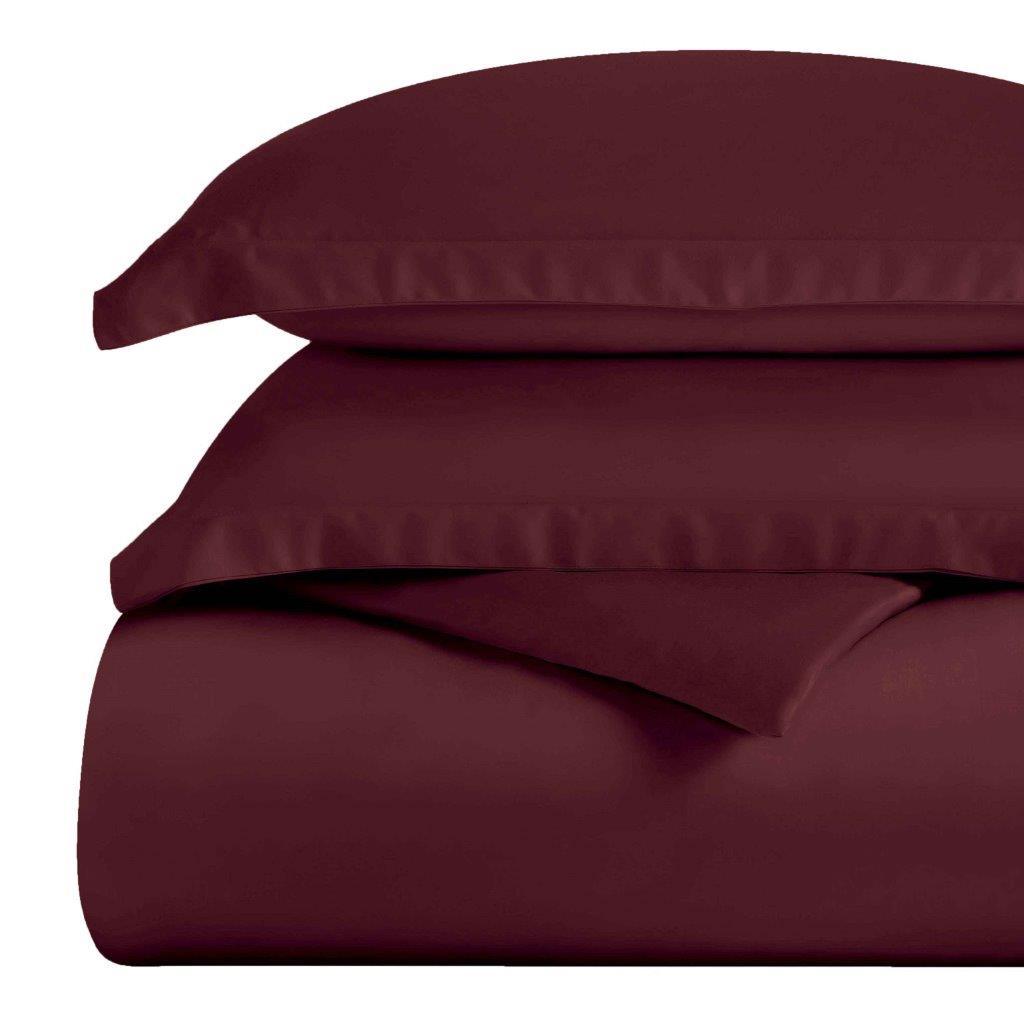 Egyptian Cotton 300 Thread Count Solid Luxury Duvet Cover Set - Plum