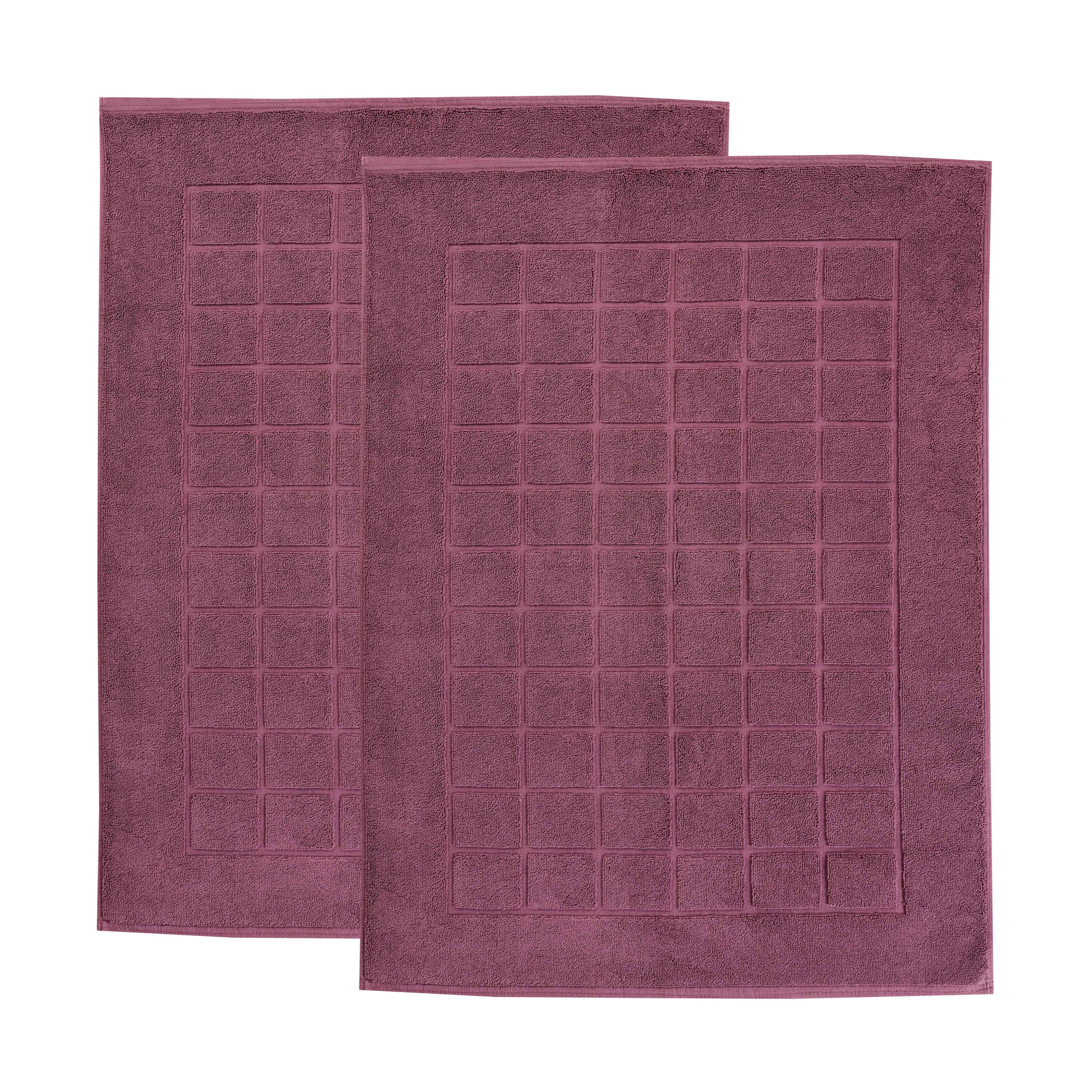 Nora Cotton Solid Absorbent Thick Checkered Washable Bath Mat Set of 2 - Bath Mats by Superior