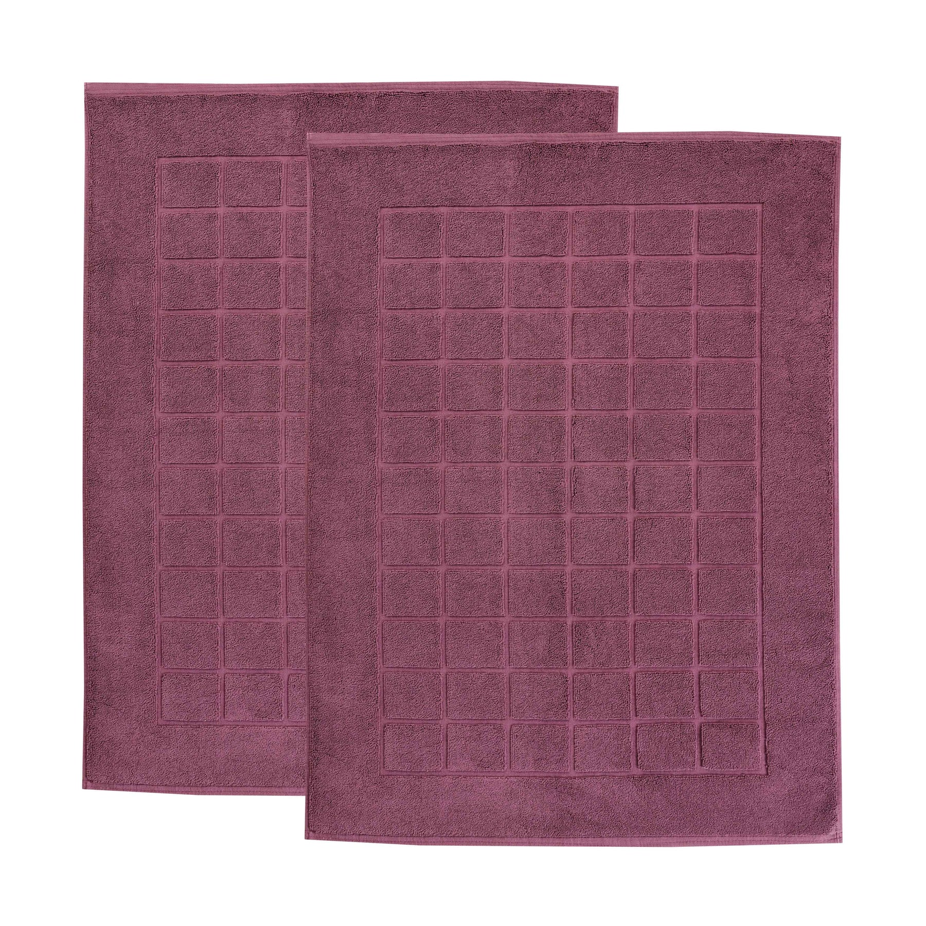 Nora Cotton Solid Absorbent Thick Checkered Washable Bath Mat Set of 2