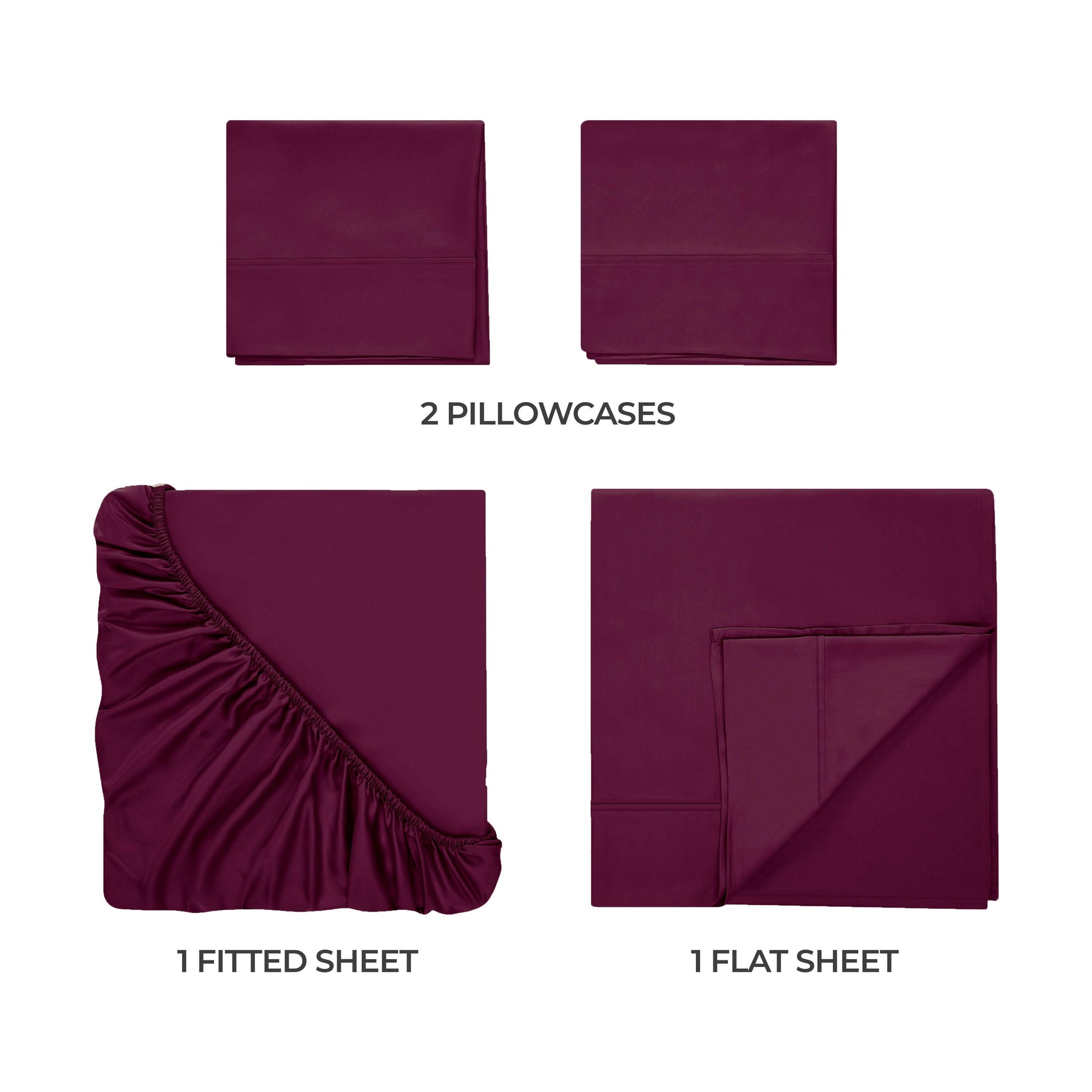 Egyptian Cotton 300 Thread Count Solid Deep Pocket Bed Sheet Set - Plum