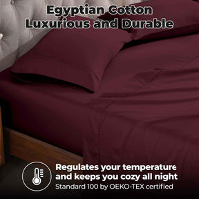 Egyptian Cotton 400 Thread Count Solid Deep Pocket Bed Sheet Set - Plum