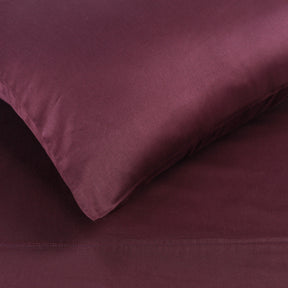 Egyptian Cotton 300 Thread Count Solid Deep Pocket Bed Sheet Set - Plum