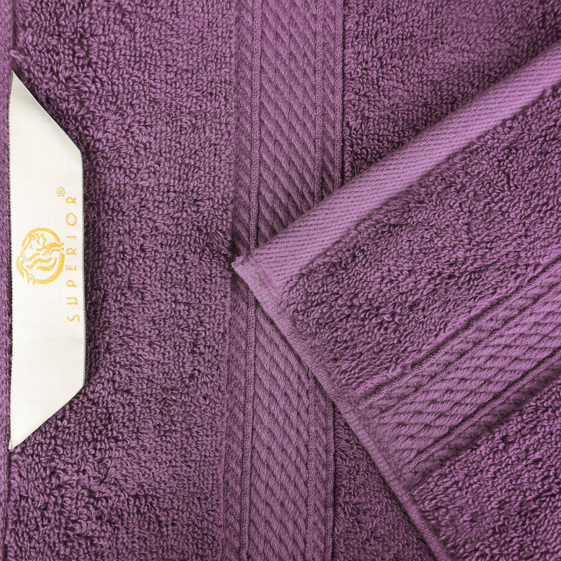 Egyptian Cotton Pile Plush Heavyweight Absorbent 9 Piece Towel Set - Plum