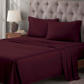 Egyptian Cotton 400 Thread Count Solid Deep Pocket Bed Sheet Set - Plum