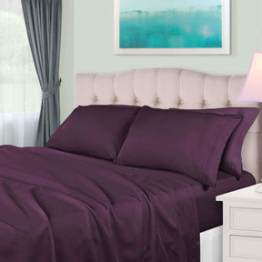 Egyptian Cotton 650 Thread Count Eco-Friendly Solid Sheet Set - Plum