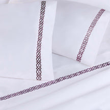 Egyptian Cotton 1000 Thread Count Embroidered Pillowcase Set - Plum