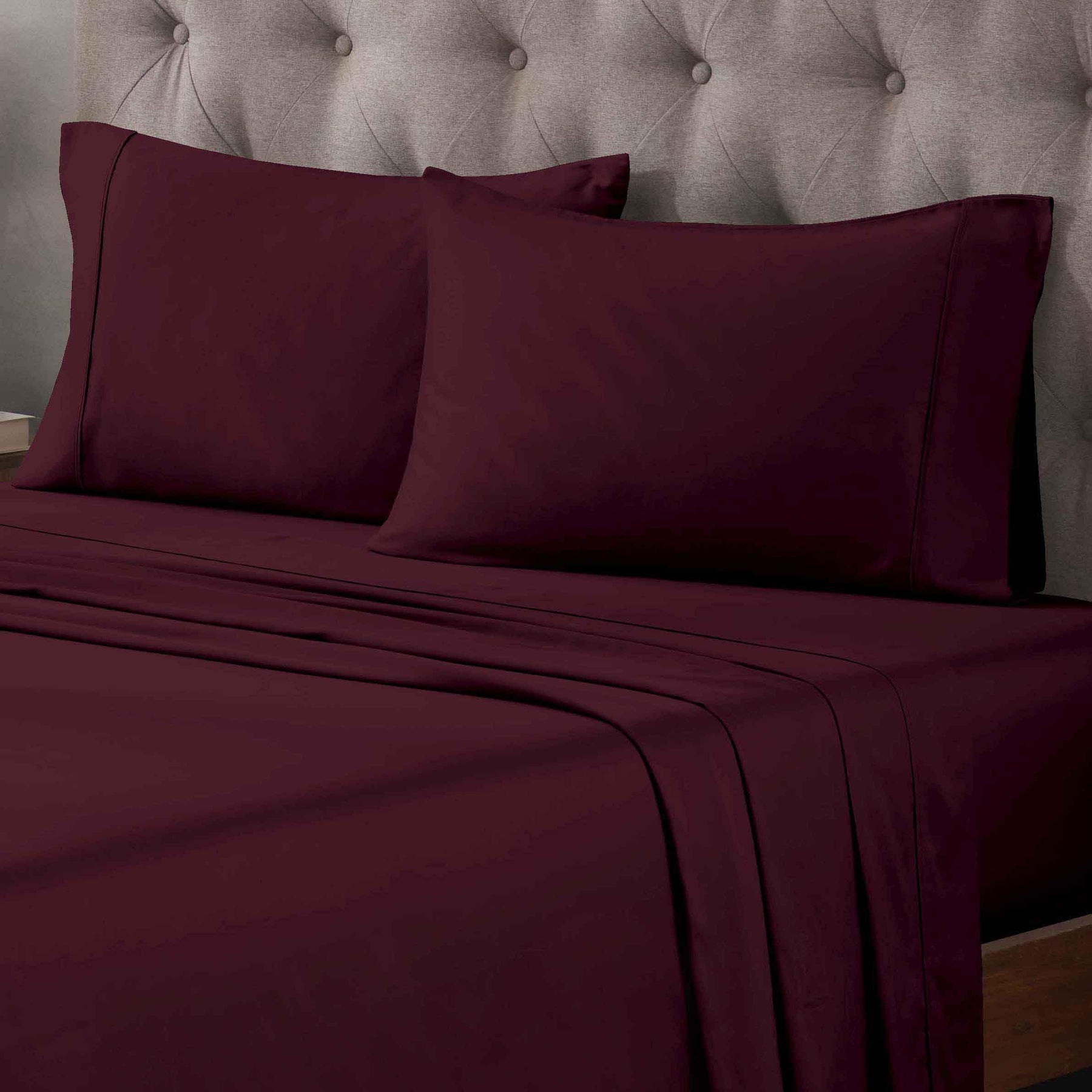 Egyptian Cotton 400 Thread Count Solid Deep Pocket Bed Sheet Set - Plum