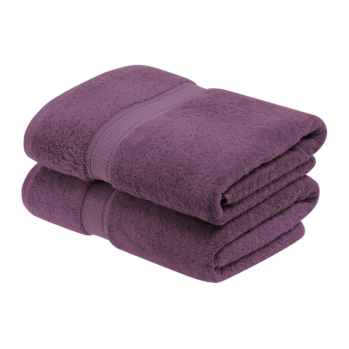 Egyptian Cotton Pile Heavyweight 2 Piece Bath Towel Set - Plum