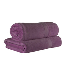 Egyptian Cotton Pile Absorbent 2 Piece Plush Solid Bath Sheet Set - Plum