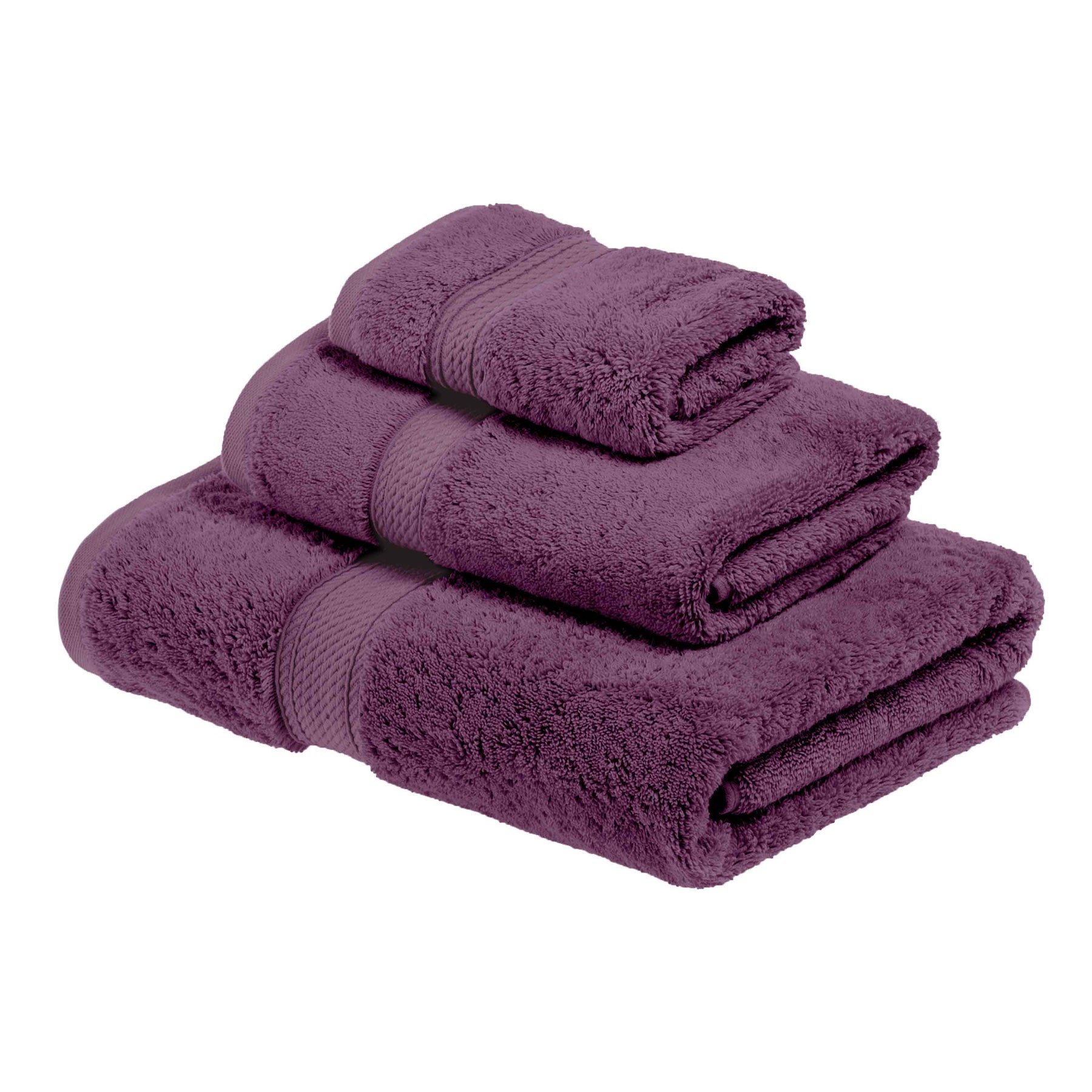 Egyptian Cotton Pile Heavyweight 3 Piece Towel Set - Plum