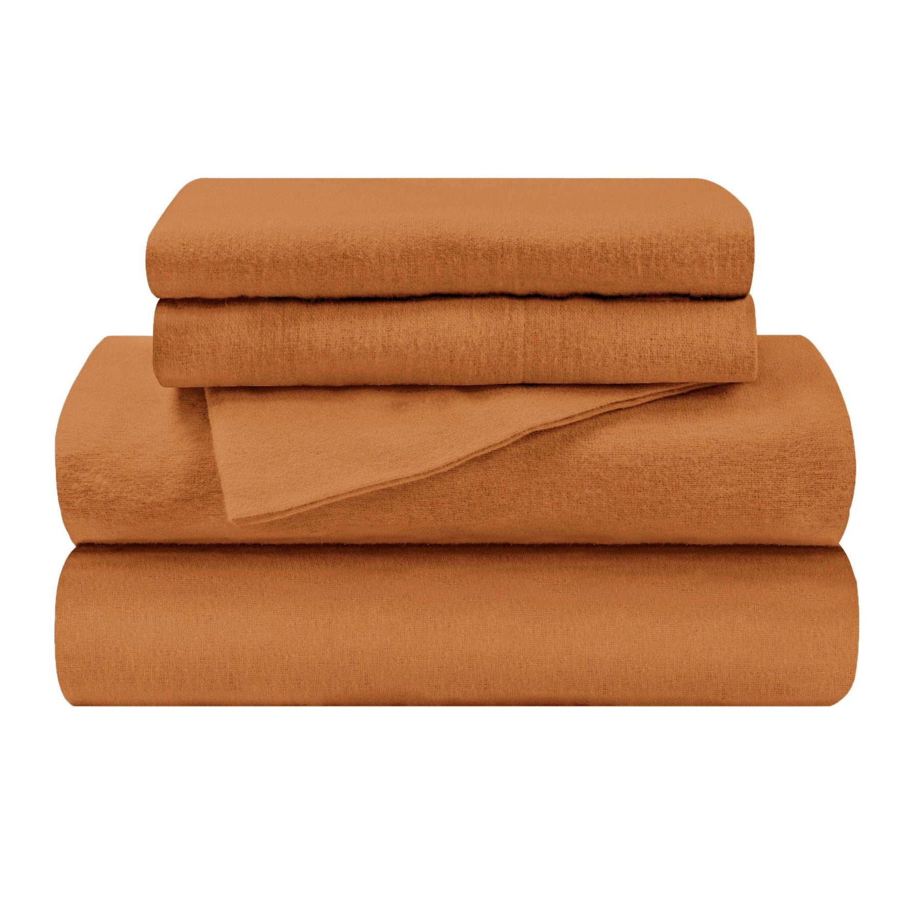 Cotton Flannel Trellis Traditional Solid Deep Pocket Bed Sheet Set - Pumpkin