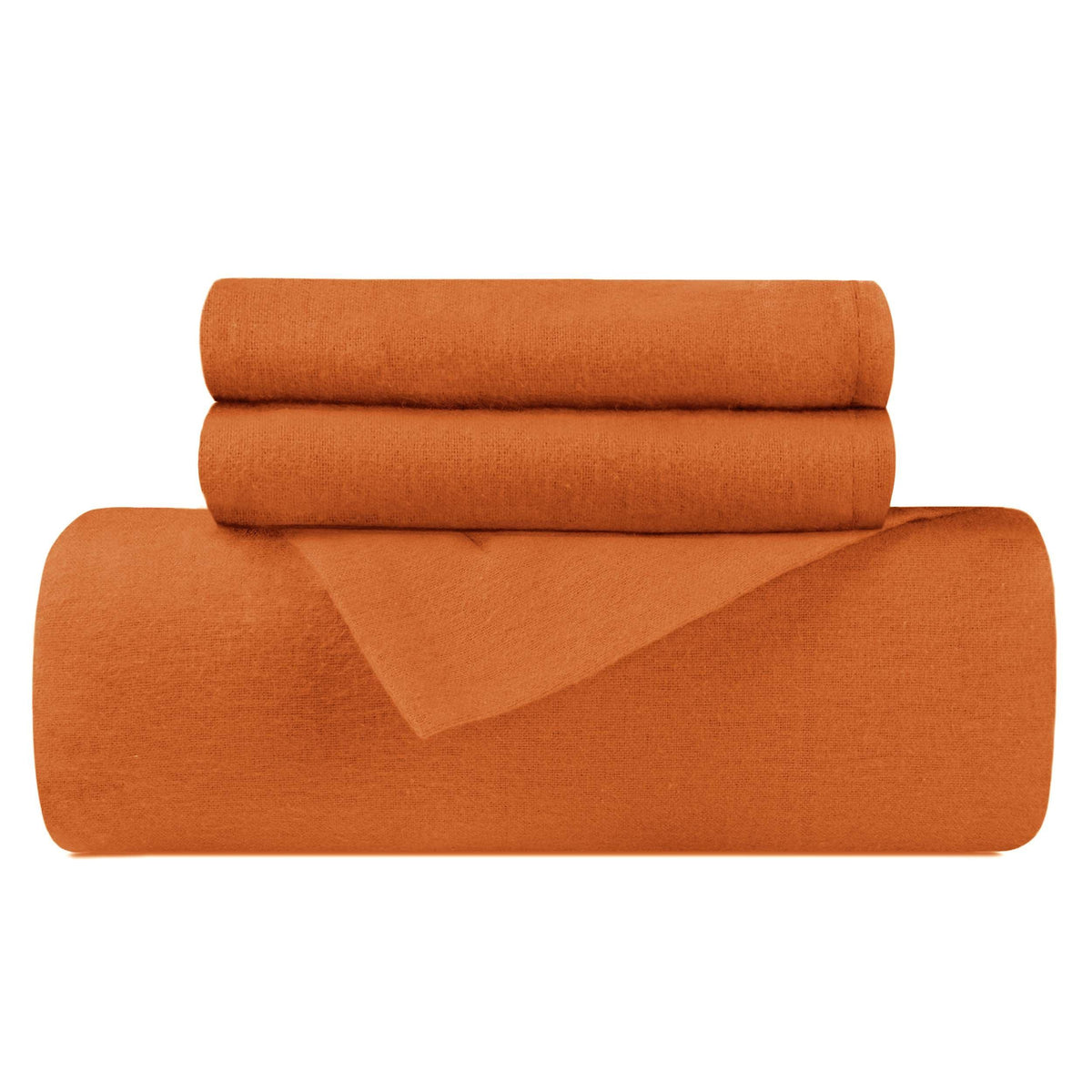 Flannel Cotton Modern Solid Fuzzy Duvet Cover Set With Pillow Shams- Pumpkin