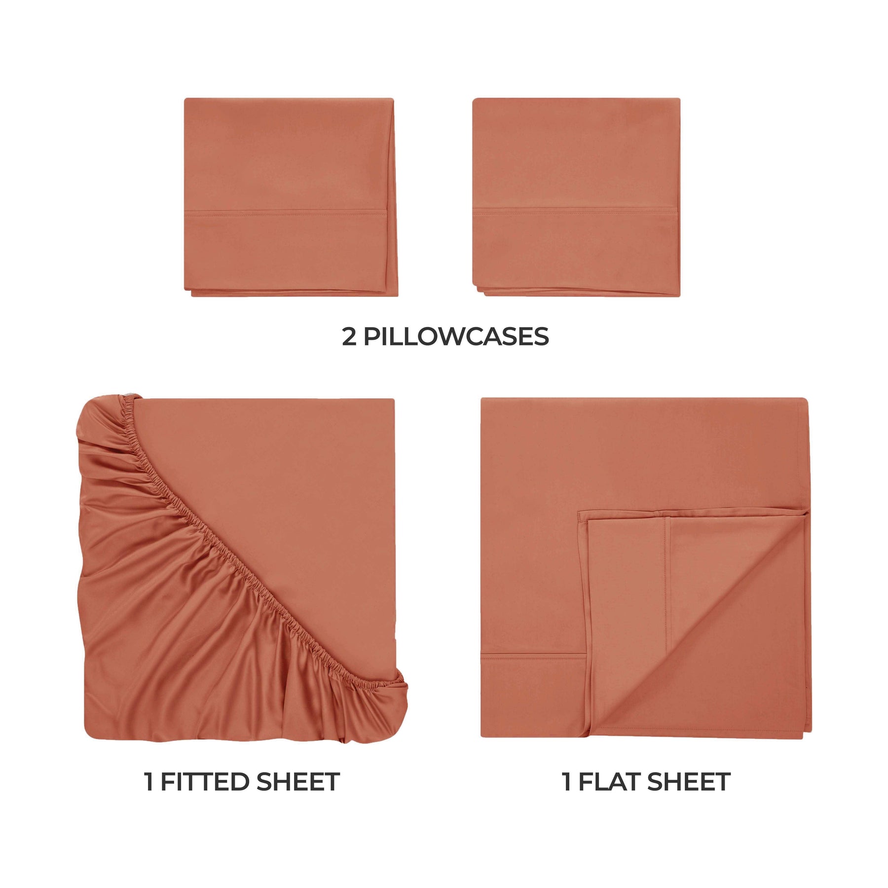 Egyptian Cotton 300 Thread Count Solid Deep Pocket Bed Sheet Set - Pumpkin