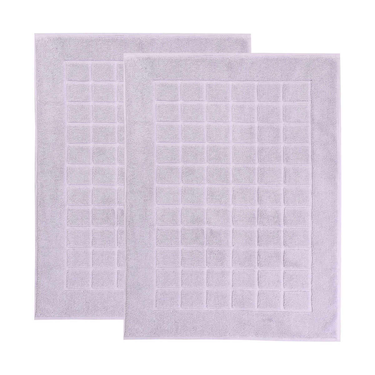 Nora Cotton Solid Absorbent Thick Checkered Washable Bath Mat Set of 2