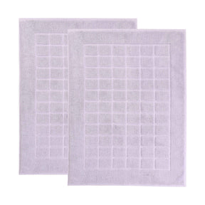 Nora Cotton Solid Absorbent Thick Checkered Washable Bath Mat Set of 2