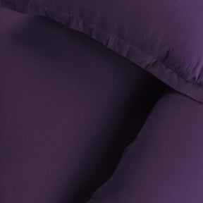 Flannel Cotton Modern Solid Fuzzy Duvet Cover Set With Pillow Shams- Purple