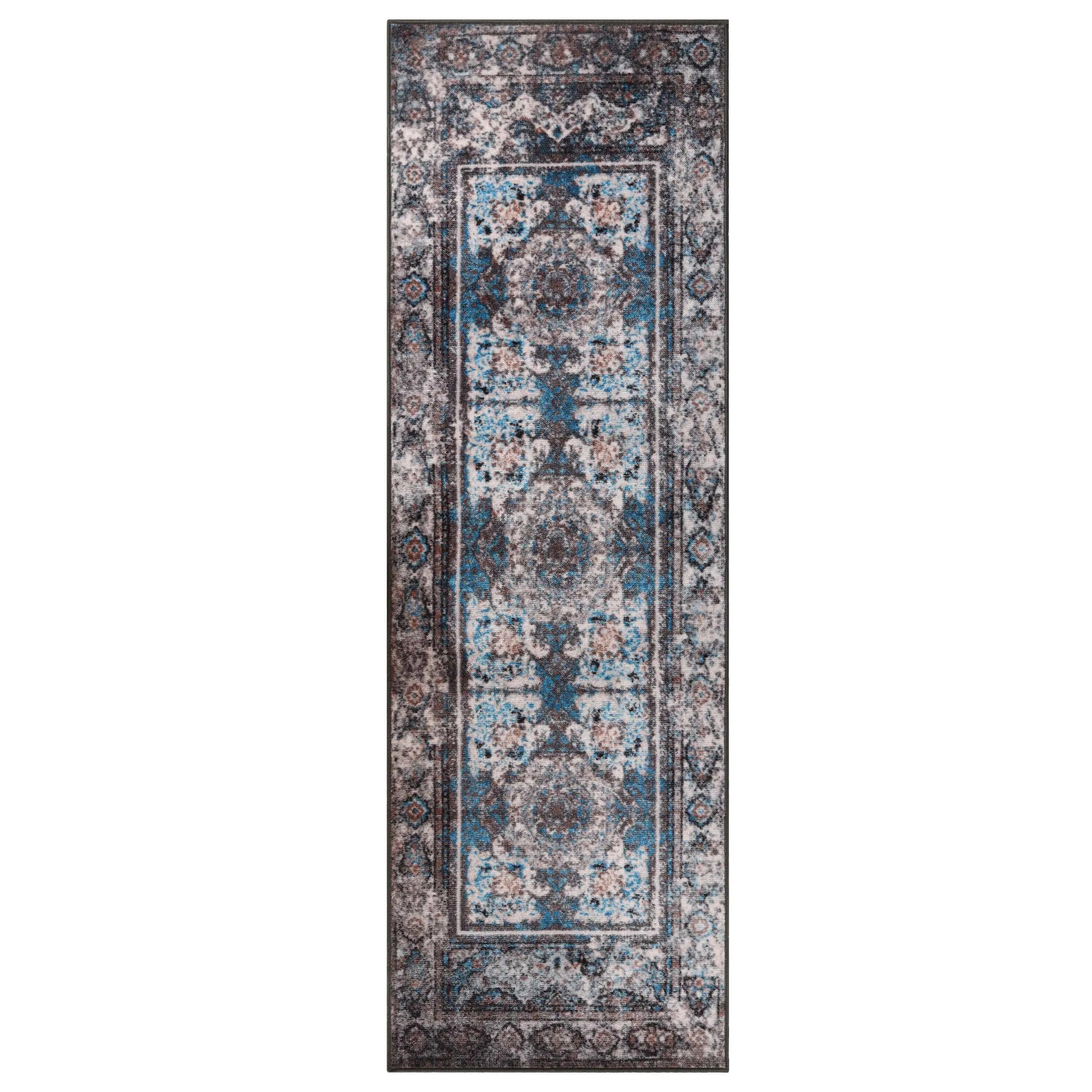 Ezra Vintage Medallion Non-Slip Washable Indoor Area Rug or Runner