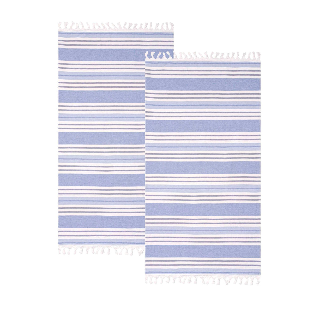 Racer Stripe Fouta 2 Piece Beach Towel Set with Tassels - Beach Towel by Superior - Superior 