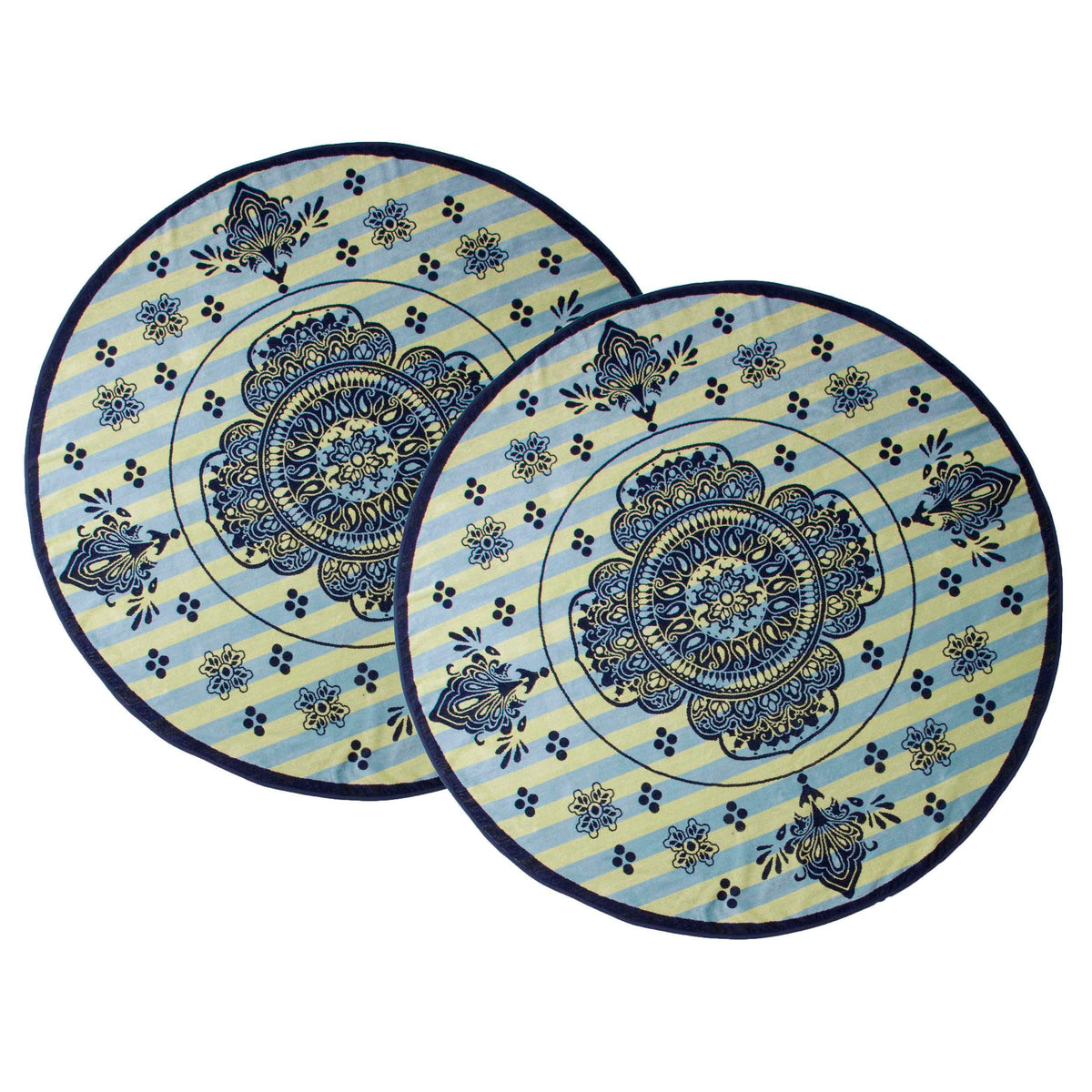 60" Round Cotton 2 Piece Beach Towel Set - Rangoli