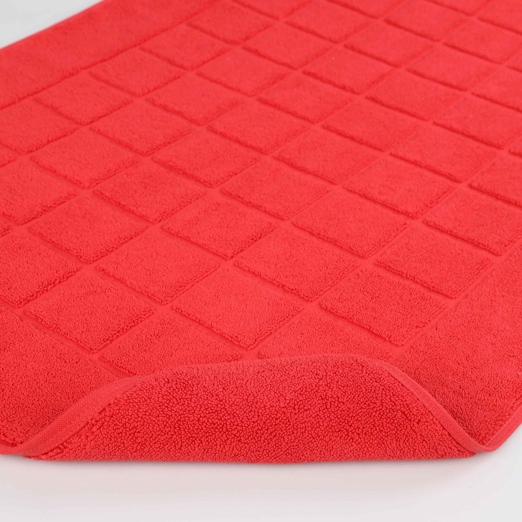 Nora Cotton Solid Absorbent Thick Checkered Washable Bath Mat Set of 2