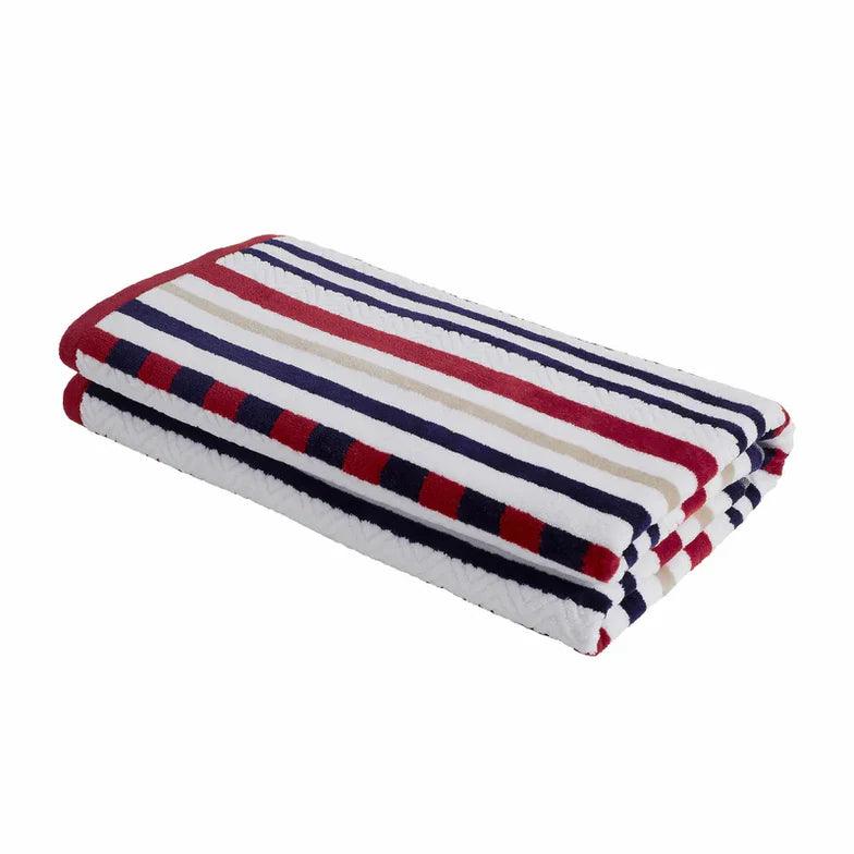 Cotton Oversized Striped 4 Piece Beach Towel Set - Red