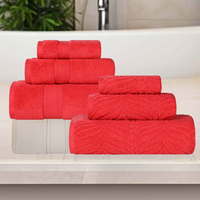 Chevron Zero Twist Solid and Jacquard Soft Cotton 6 Piece Towel Set